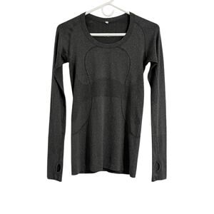 Lululemon Run Swiftly Tech Long Sleeve Scoop Black/Heathered Gray Size 6